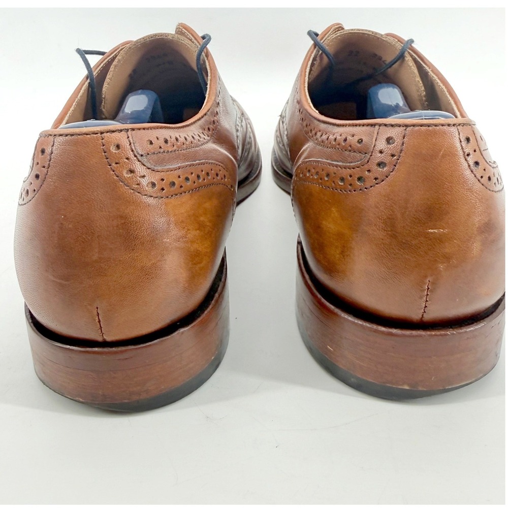 Johnston & Murphy Wingtip Oxford Men 11 Cognac Brogue Leather Dress Shoes - Picture 8 of 9
